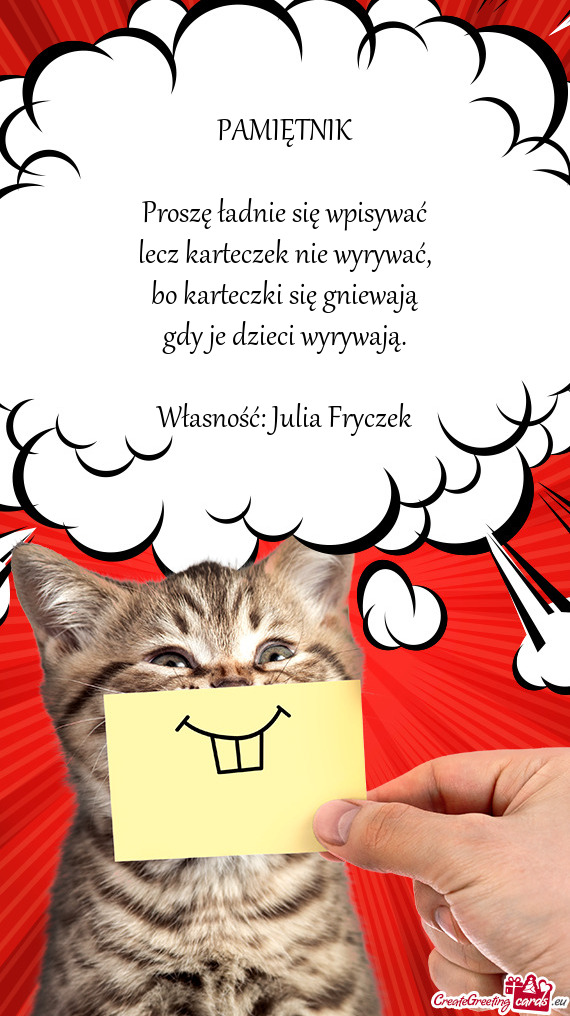 PAMIĘTNIK Proszę ładnie się wpisywać lecz karteczek nie wyrywać