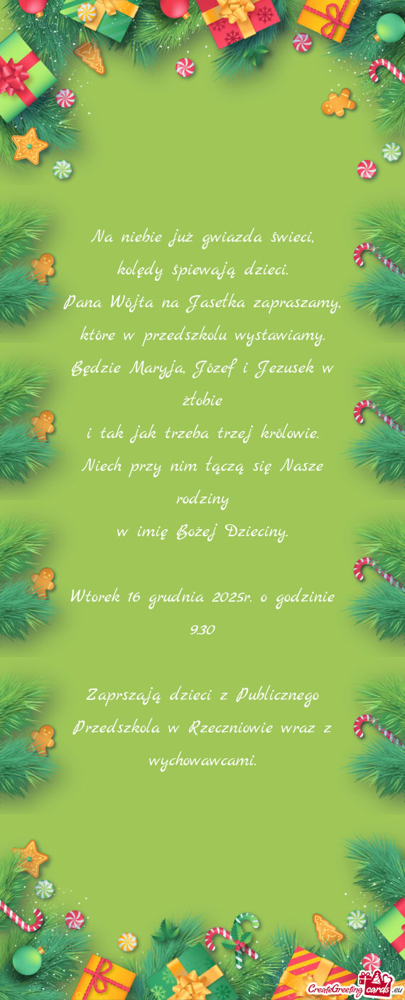 Pana Wójta na Jasełka zapraszamy