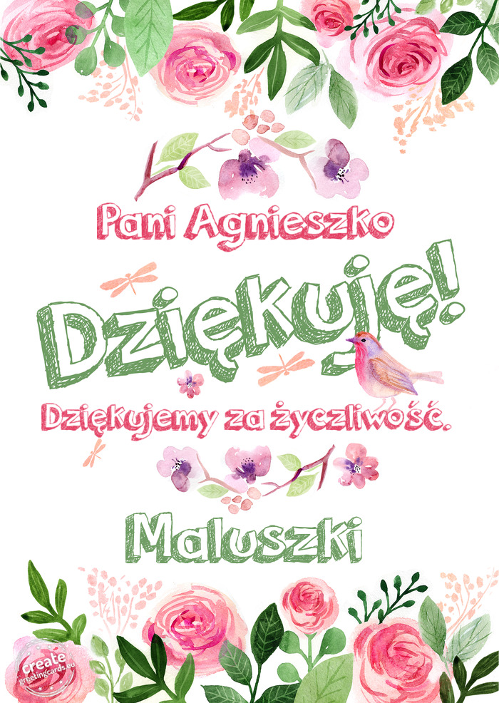 Pani Agnieszko Dziękuje Dziękujemy za życzliwość. Maluszki