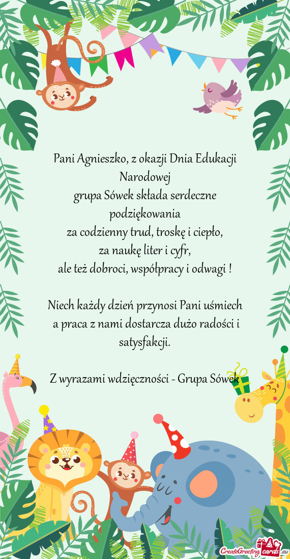 Pani Agnieszko, z okazji Dnia Edukacji Narodowej