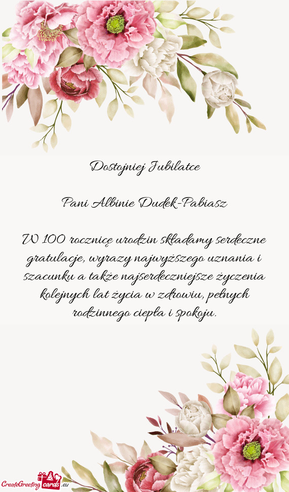 Pani Albinie Dudek-Pabiasz