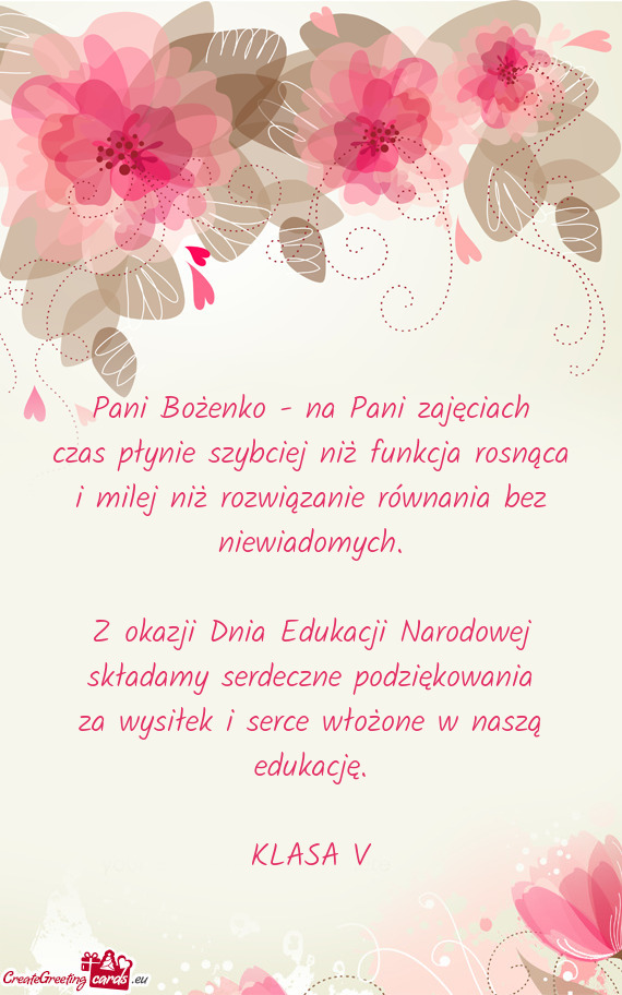 Pani Bożenko - na Pani zajęciach