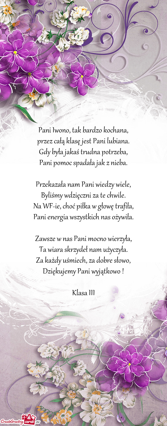 Pani Iwono, tak bardzo kochana