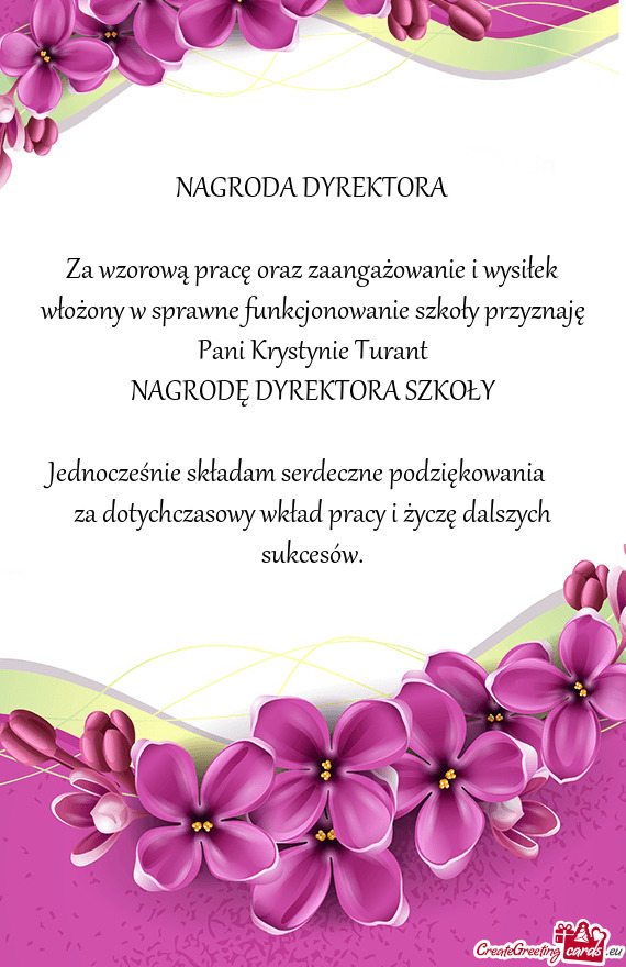 Pani Krystynie Turant