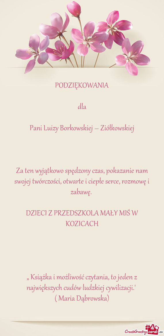 Pani Luizy Borkowskiej – Ziółkowskiej