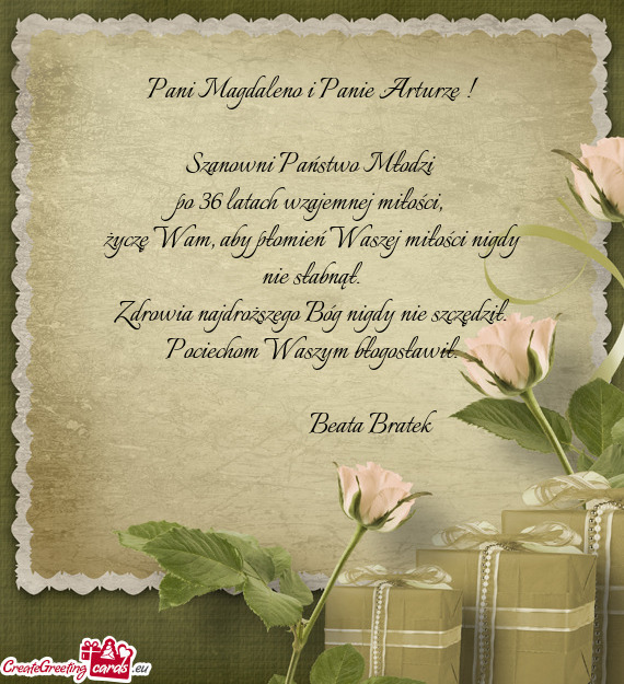 Pani Magdaleno i Panie Arturze