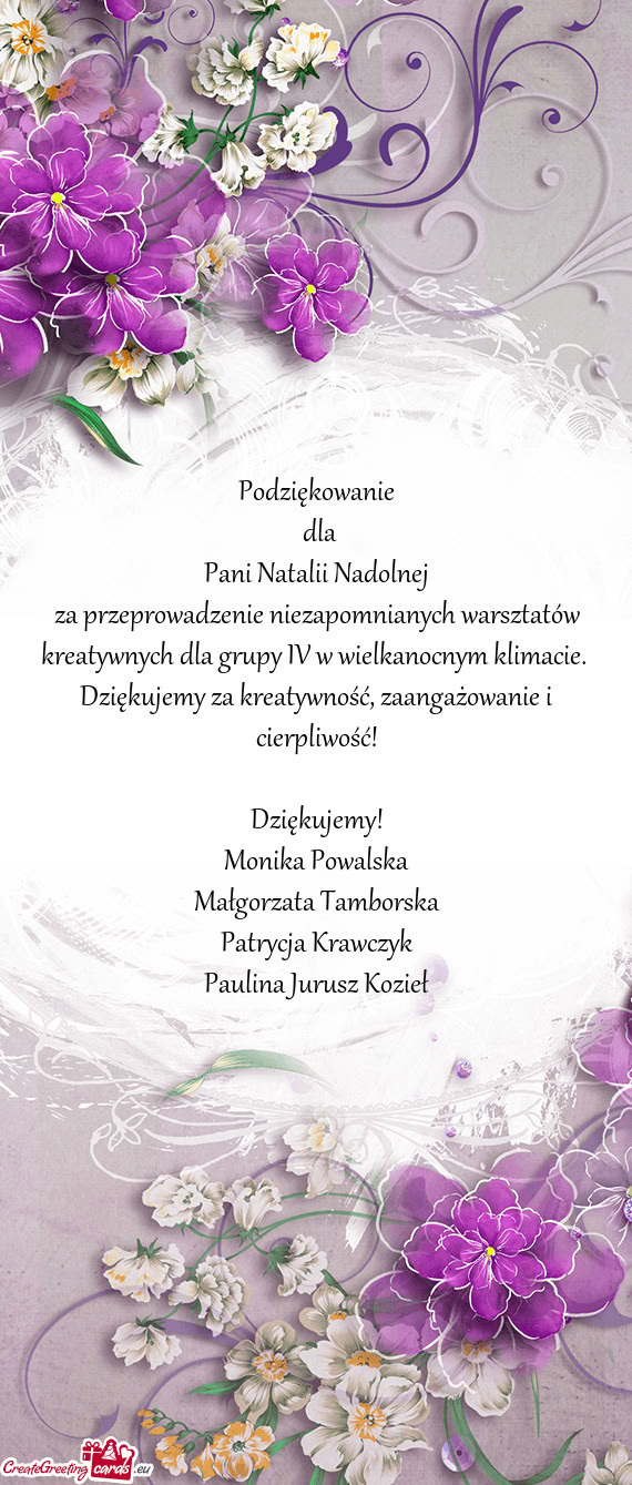 Pani Natalii Nadolnej