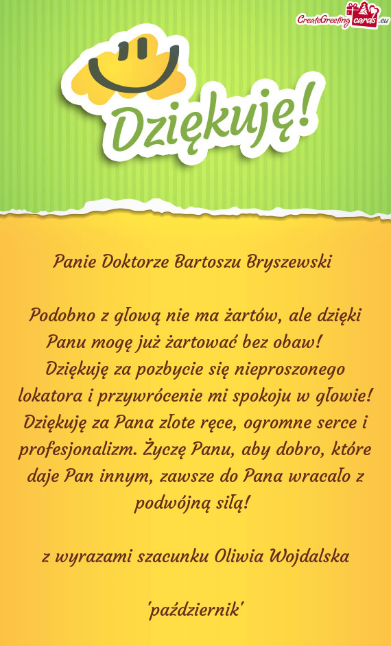 Panie Doktorze Bartoszu Bryszewski