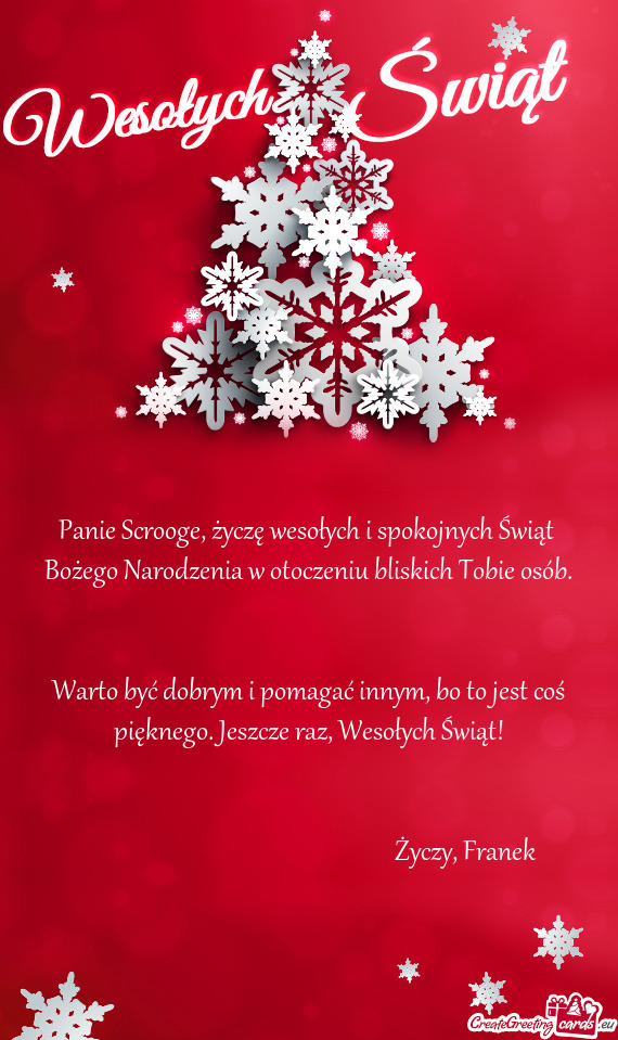 Panie Scrooge, życzę wesołych i spokojnych Świąt