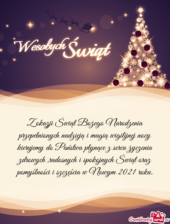 Państwa płynące z serca życzenia zdrowych ,radosnych i spokojnych Świąt oraz pomyślności i s