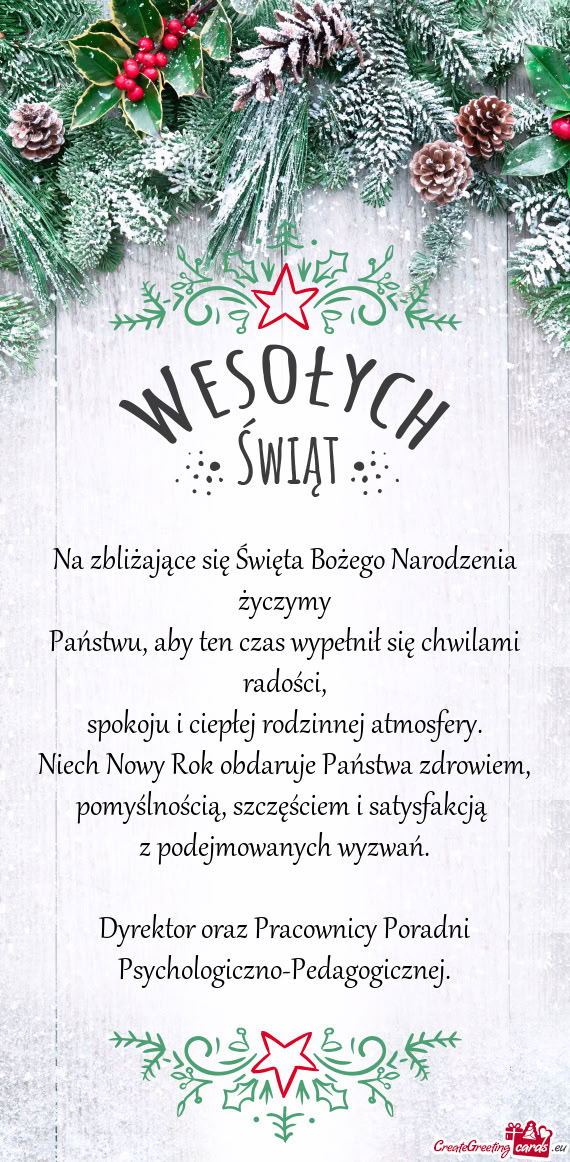 Państwu, aby ten czas wypełnił się chwilami radości