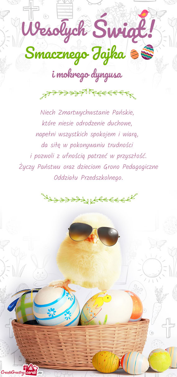 Państwu oraz dzieciom Grono Pedagogiczne Oddziału Przedszkolnego