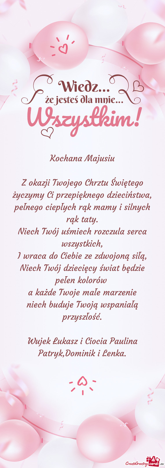 Pełnego ciepłych rąk mamy i silnych rąk taty