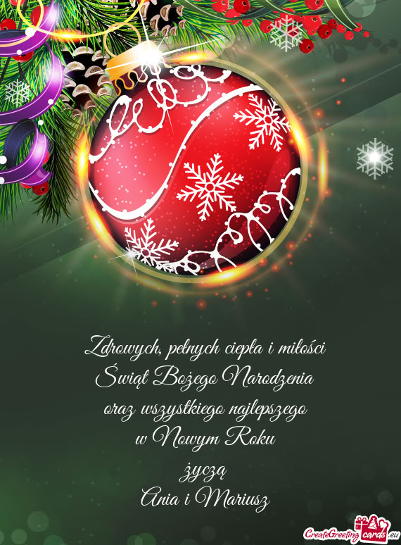 Pełnych ciepła i miłości Świąt Bożego Narodzenia oraz wszystkiego najlepszego w Nowym Rok