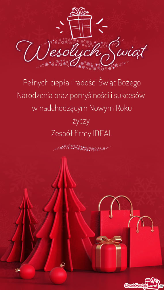 Pełnych ciepła i radości Świąt Bożego Narodzenia oraz pomyślności i sukcesów