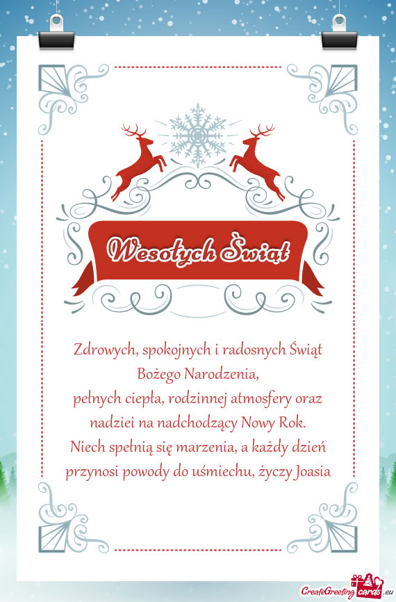 Pełnych ciepła, rodzinnej atmosfery oraz nadziei na nadchodzący Nowy Rok