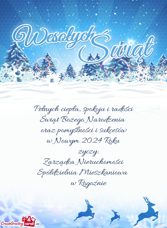 Pełnych ciepła, spokoju i radości  Świąt Bożego Narodzenia   oraz