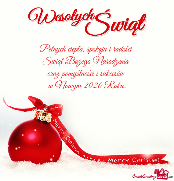 Pełnych ciepła, spokoju i radości   Świąt Bożego Narodzenia   oraz