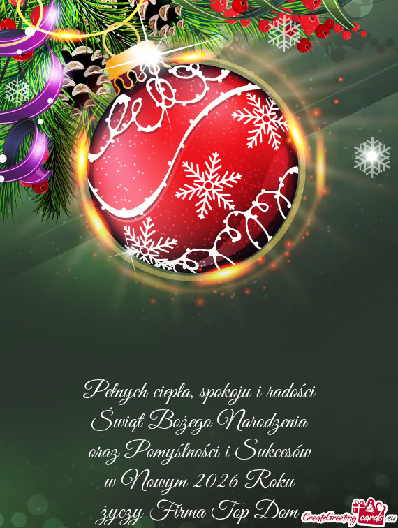 Pełnych ciepła, spokoju i radości  Świąt Bożego Narodzenia  oraz