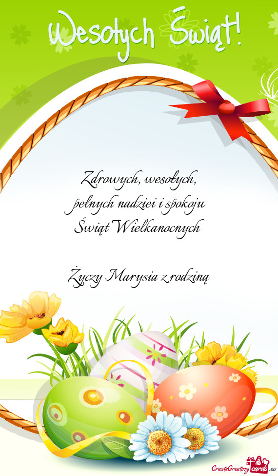 Pełnych nadziei i spokoju Świąt Wielkanocnych Marysia z rodziną