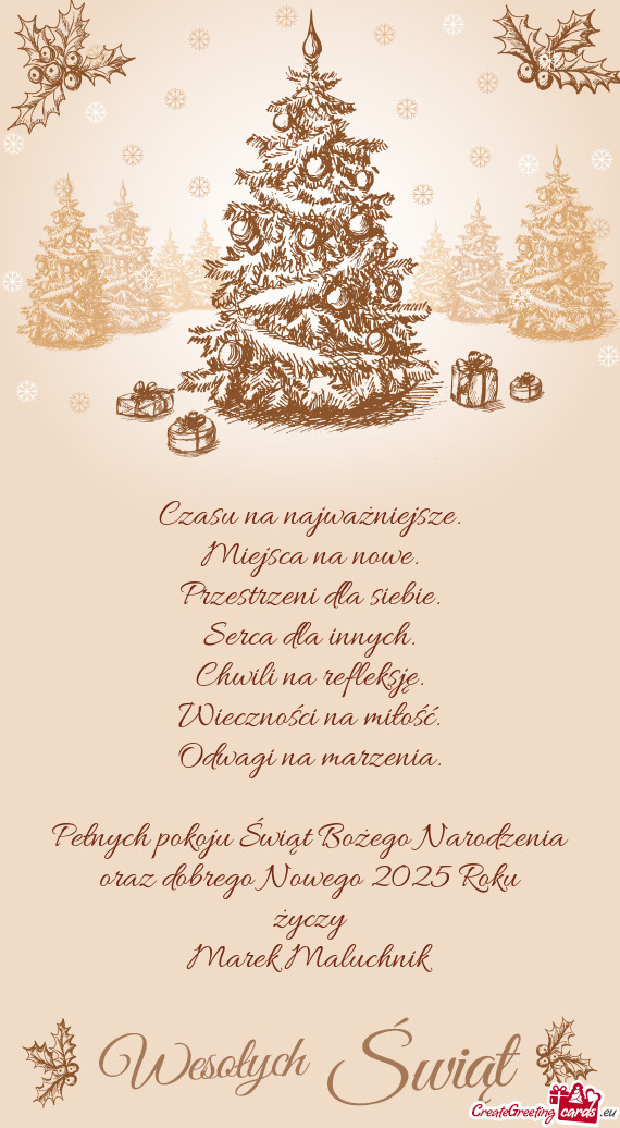 Pełnych pokoju Świąt Bożego Narodzenia