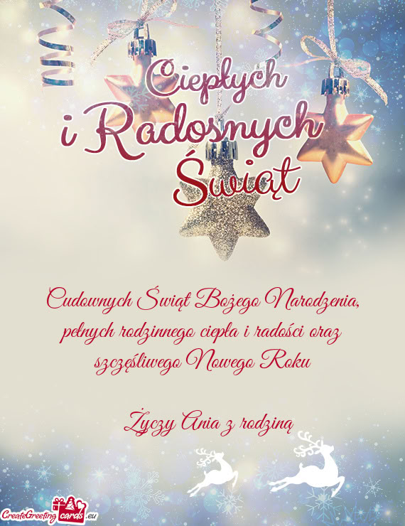 Pełnych rodzinnego ciepła i radości oraz szczęśliwego Nowego Roku  Ania z rodziną