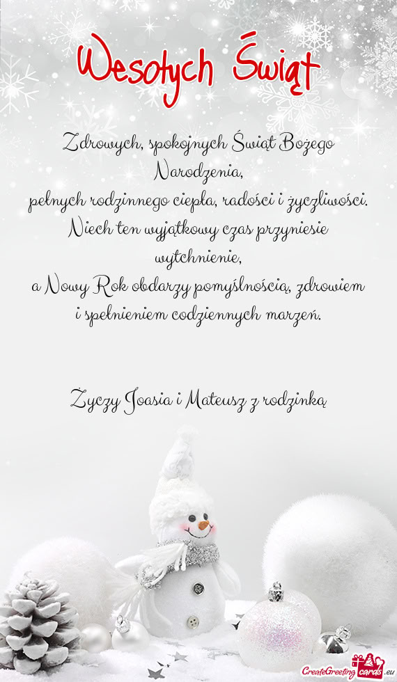 Pełnych rodzinnego ciepła, radości i życzliwości