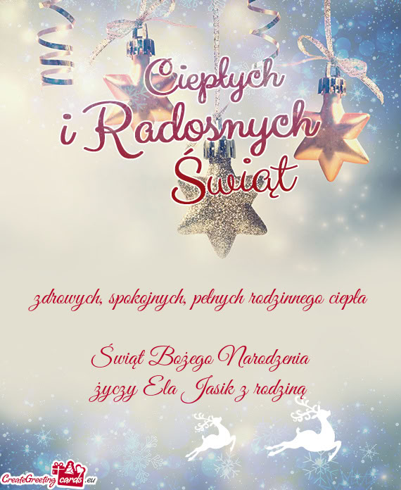 Pełnych rodzinnego ciepła Świąt Bożego Narodzenia Ela Jasik z rodziną