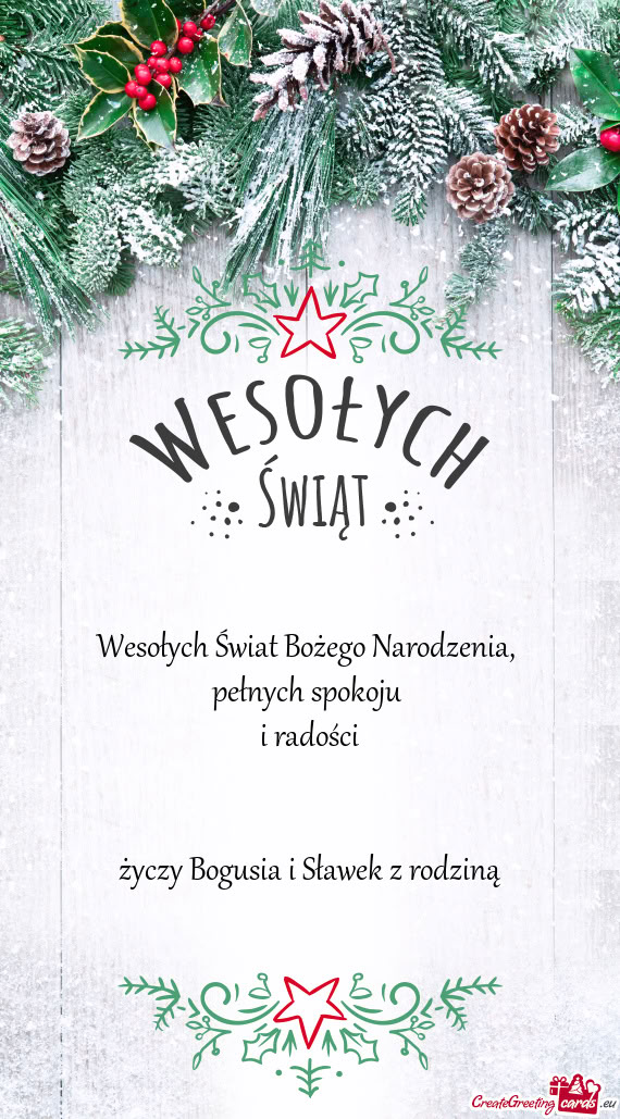 Pełnych spokoju i radości  Bogusia i Sławek z rodziną