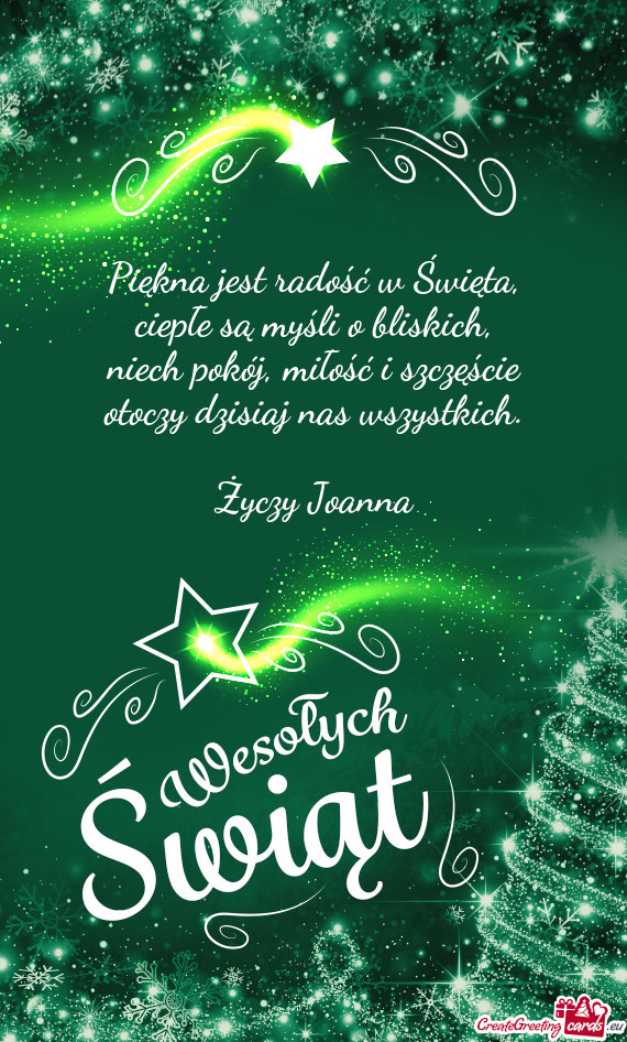 Piękna jest radość w Święta,  ciepłe są myśli o bliskich,  niech