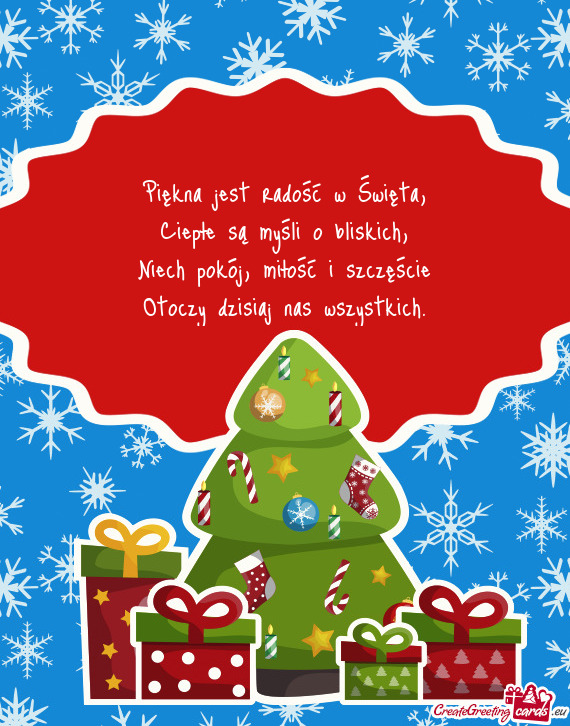 Piękna jest radość w Święta,  Ciepłe są myśli o bliskich,  Niech