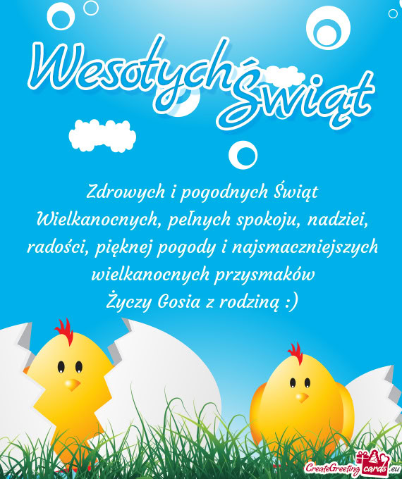 Pięknej pogody i najsmaczniejszych wielkanocnych przysmaków Gosia z rodziną