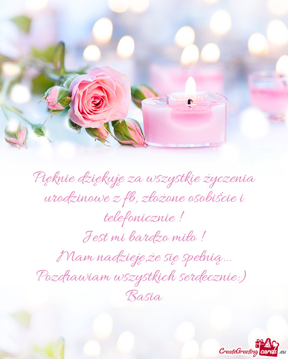 Pięknie dziękuję za wszystkie życzenia urodzinowe z fb, złożone