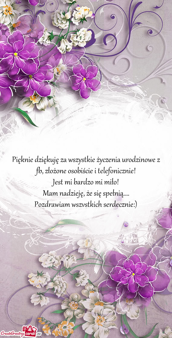 Pięknie dziękuję za wszystkie życzenia urodzinowe z