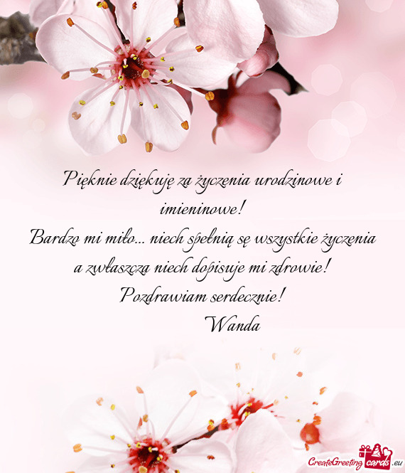 Pięknie dziękuję za życzenia urodzinowe i imieninowe! Bardzo mi miło