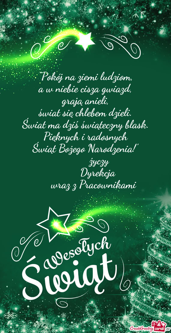 Pięknych i radosnych Świąt Bożego Narodzenia!”       Dyrekcja