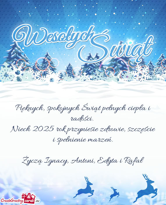 Pięknych, spokojnych Świąt pełnych ciepła i radości