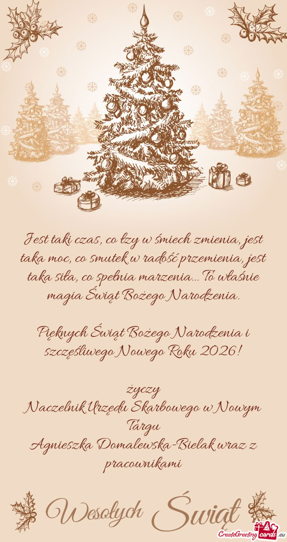Pięknych Świąt Bożego Narodzenia i szczęśliwego Nowego Roku 2026