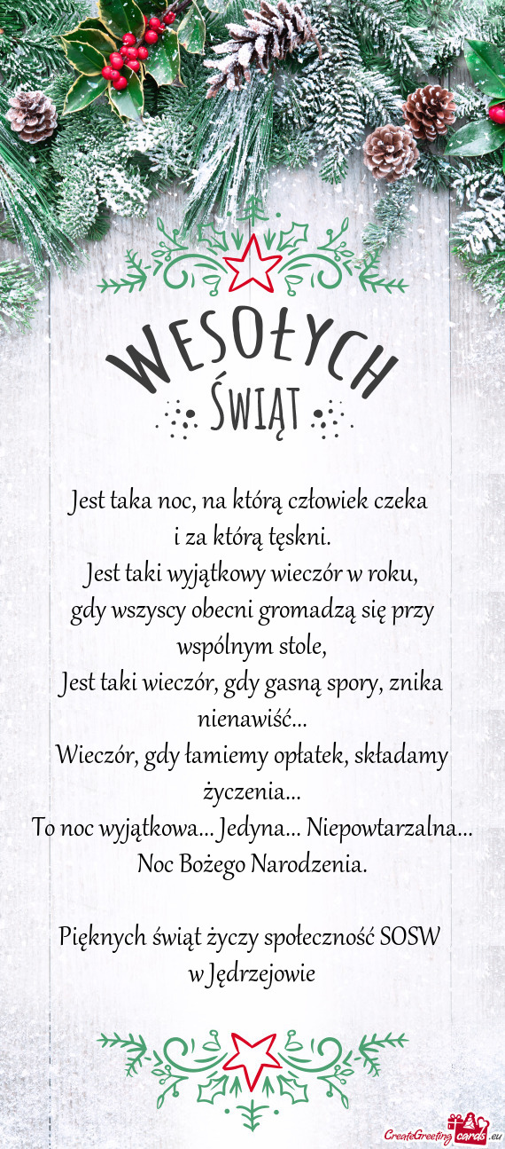 Pięknych świąt społeczność SOSW