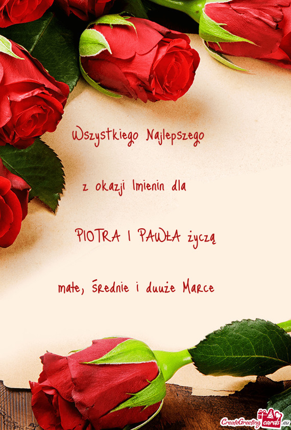 PIOTRA I PAWŁA życzą