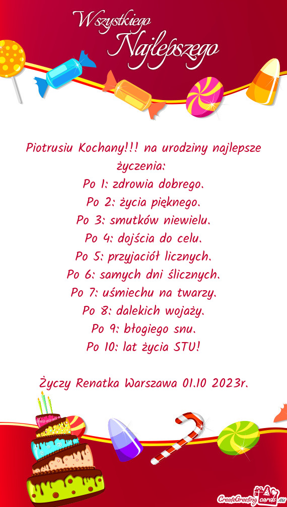 Piotrusiu Kochany!!! na urodziny najlepsze życzenia