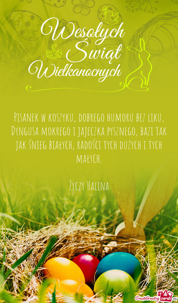 Pisanek w koszyku, dobrego humoru bez liku, Dyngusa mokrego i jajeczka