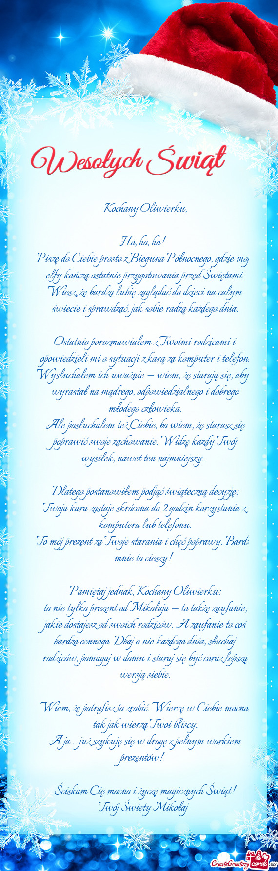 Piszę do Ciebie prosto z Bieguna Północnego, gdzie moje elfy kończą ostatnie przygotowania prze