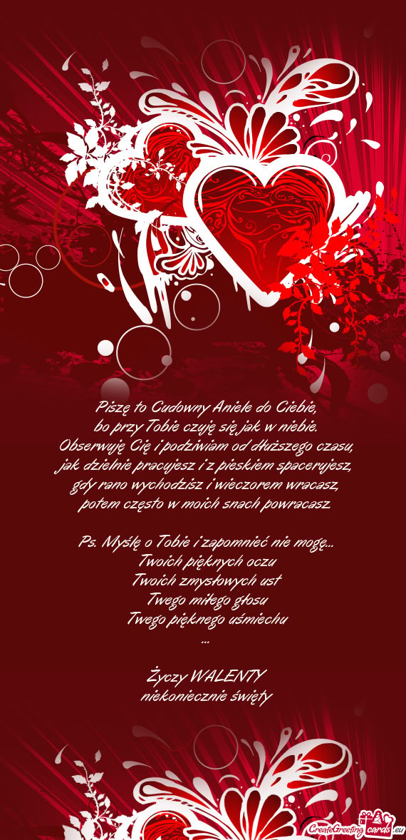 Piszę to Cudowny Aniele do Ciebie