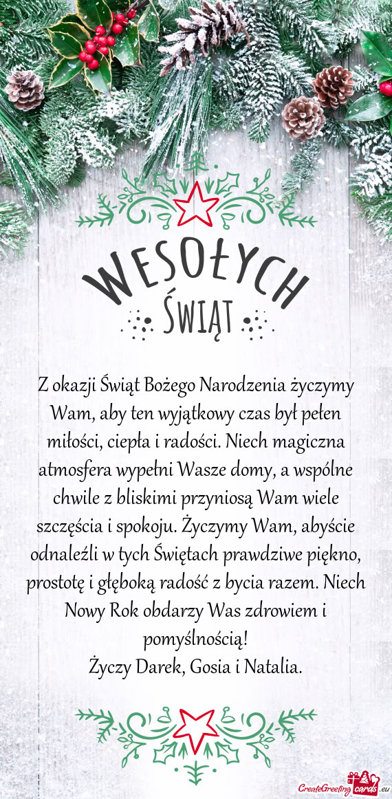 Pła i radości. Niech magiczna atmosfera wypełni Wasze domy, a wspólne chwile z bliskimi przynios
