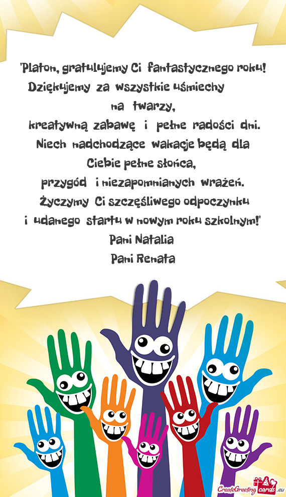 "Platon, gratulujemy Ci fantastycznego roku