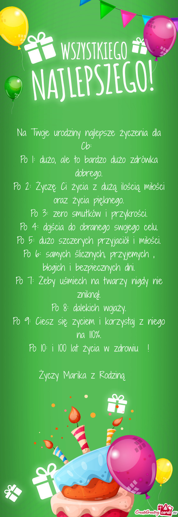 Po 1: dużo, ale to bardzo dużo zdrówka dobrego