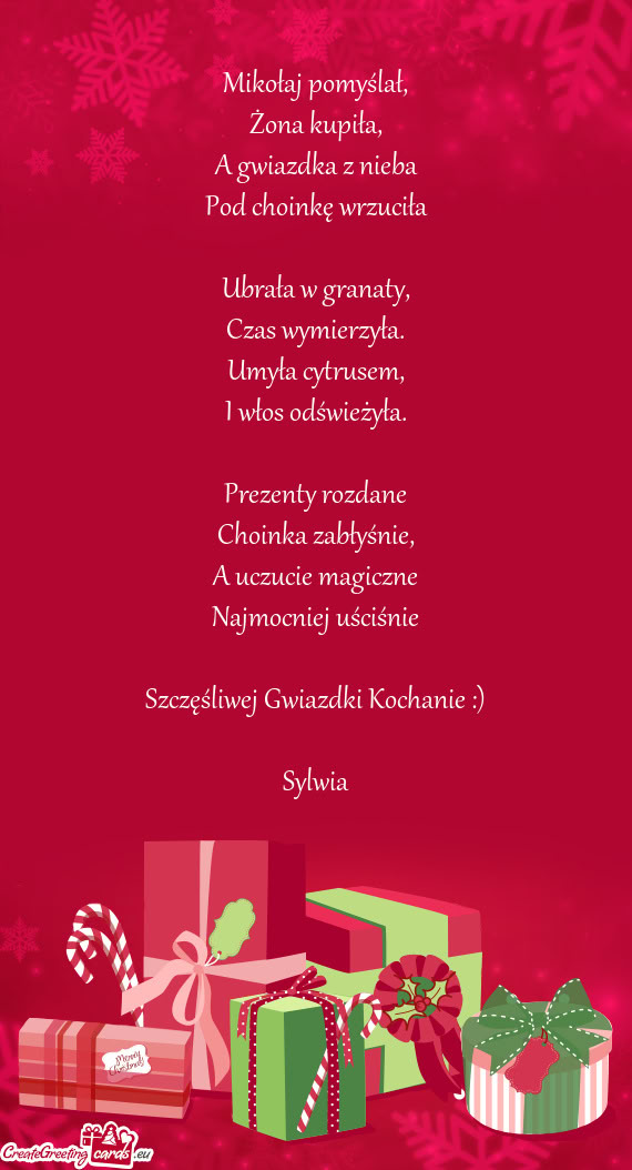 Pod choinkę wrzuciła