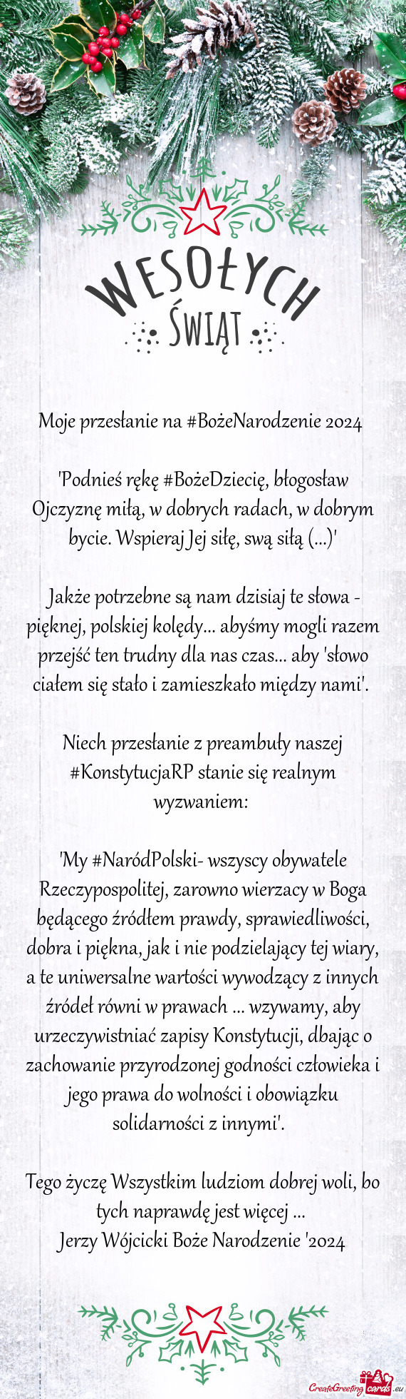 "Podnieś rękę #BożeDziecię, błogosław Ojczyznę miłą, w dobrych radach, w dobrym bycie. Wsp