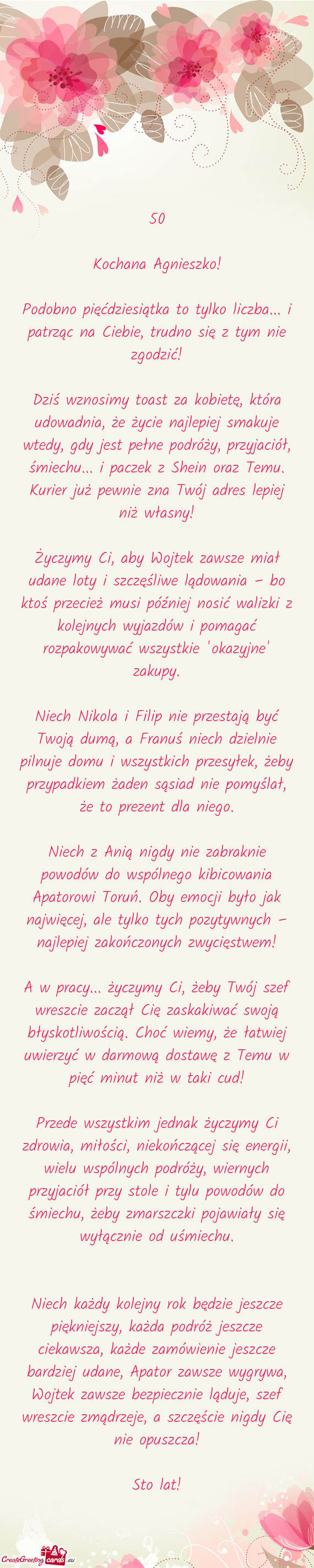 Podobno pięćdziesiątka to tylko liczba... i patrząc na Ciebie, trudno się z tym nie zgodzić